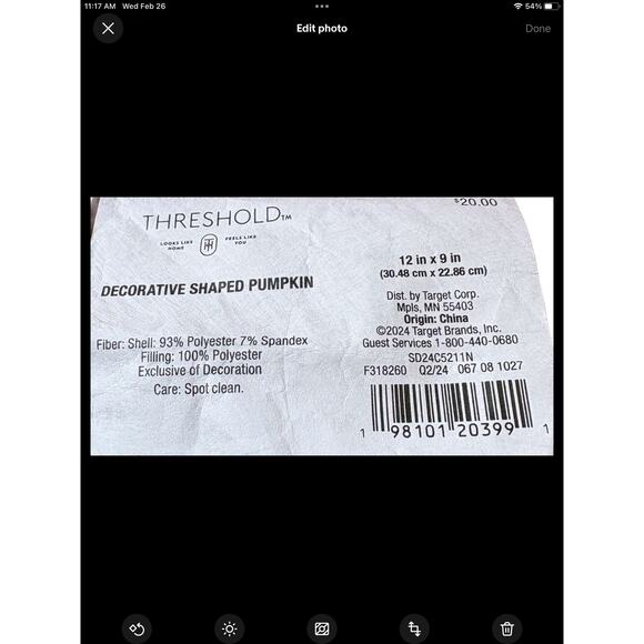 Threshold Pumpkin Shaped Velvet Throw Pillow Red New - Picture 6 of 6